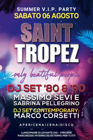 Saint Tropez sabato 6 agosto – Dance Party anni 80