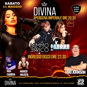 Divina Tuscolana sabato 11 maggio – Apericena e Discoteca