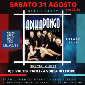 Isola Fiorita sabato 31 agosto – Apericena & Adika Pongo