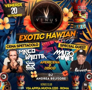 Venus Club Capanelle venerdi 20 settembre – Apericena e musica 80