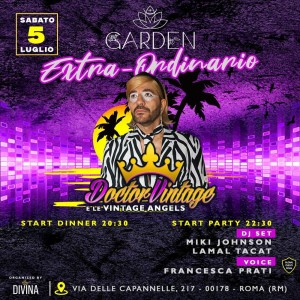 Garden – Apericena e Dj set – sabato 5 luglio 2025